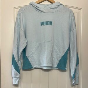 Puma Blue Cropped Hoodie with Teal Accents